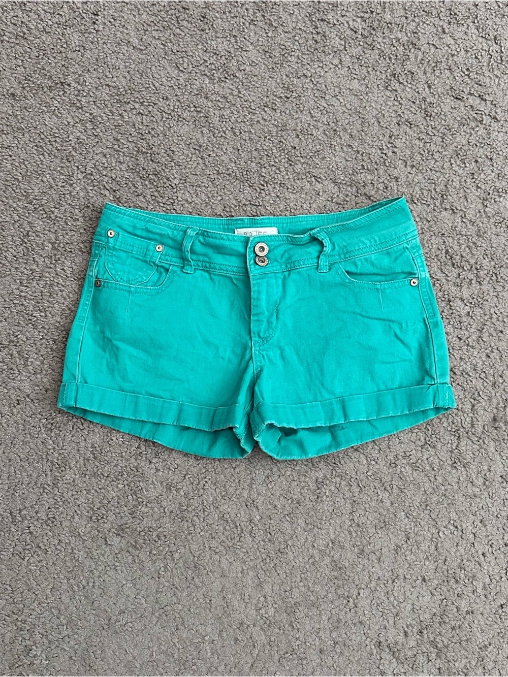 Bajee Teal Low Rise Rolled Hem Chino Shorts Womens M